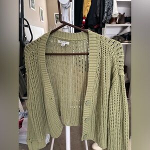 American Eagle Women’s S/P Green Knit Button Up Cardigan Sweater NWOT